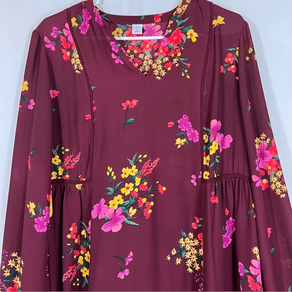 Old navy, dress floral shift burgundy,  M Tall. - Picture 3 of 15